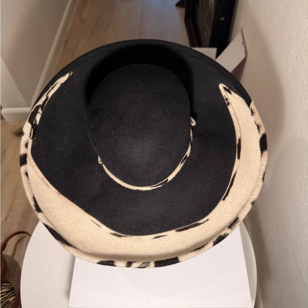 Luxury Designer Leopard‎ Vintage MARZI FIRENZE Wide BrimHat,Italian 100% LAPIN